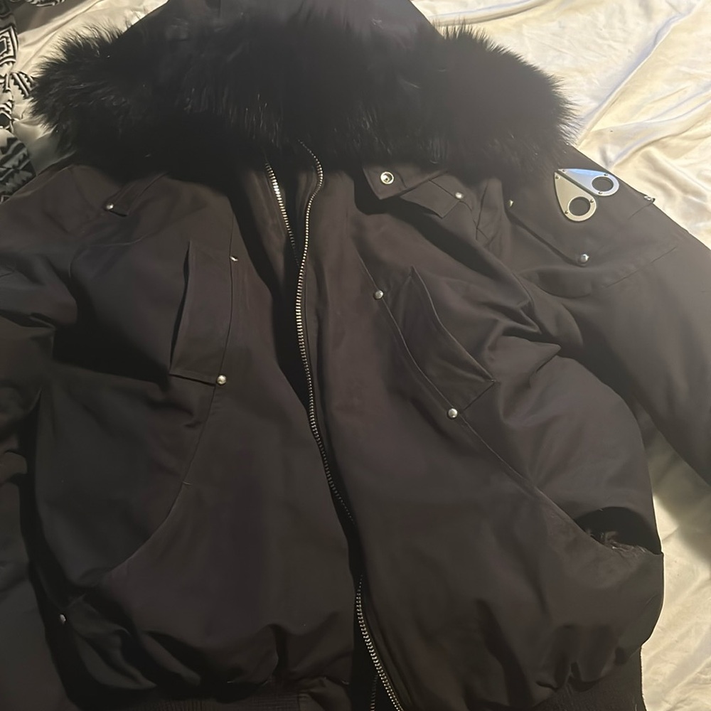 COPY - moose knuckle , size Large , and black with a silver logo